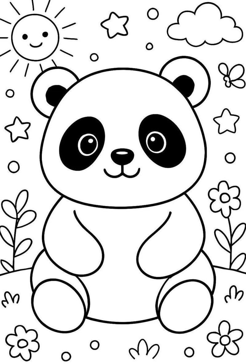 Con gấu trúc tô màu với hình vẽ ngộ nghĩnh