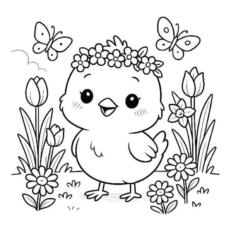 File tranh tô màu đàn gà con cho bé luyện tô