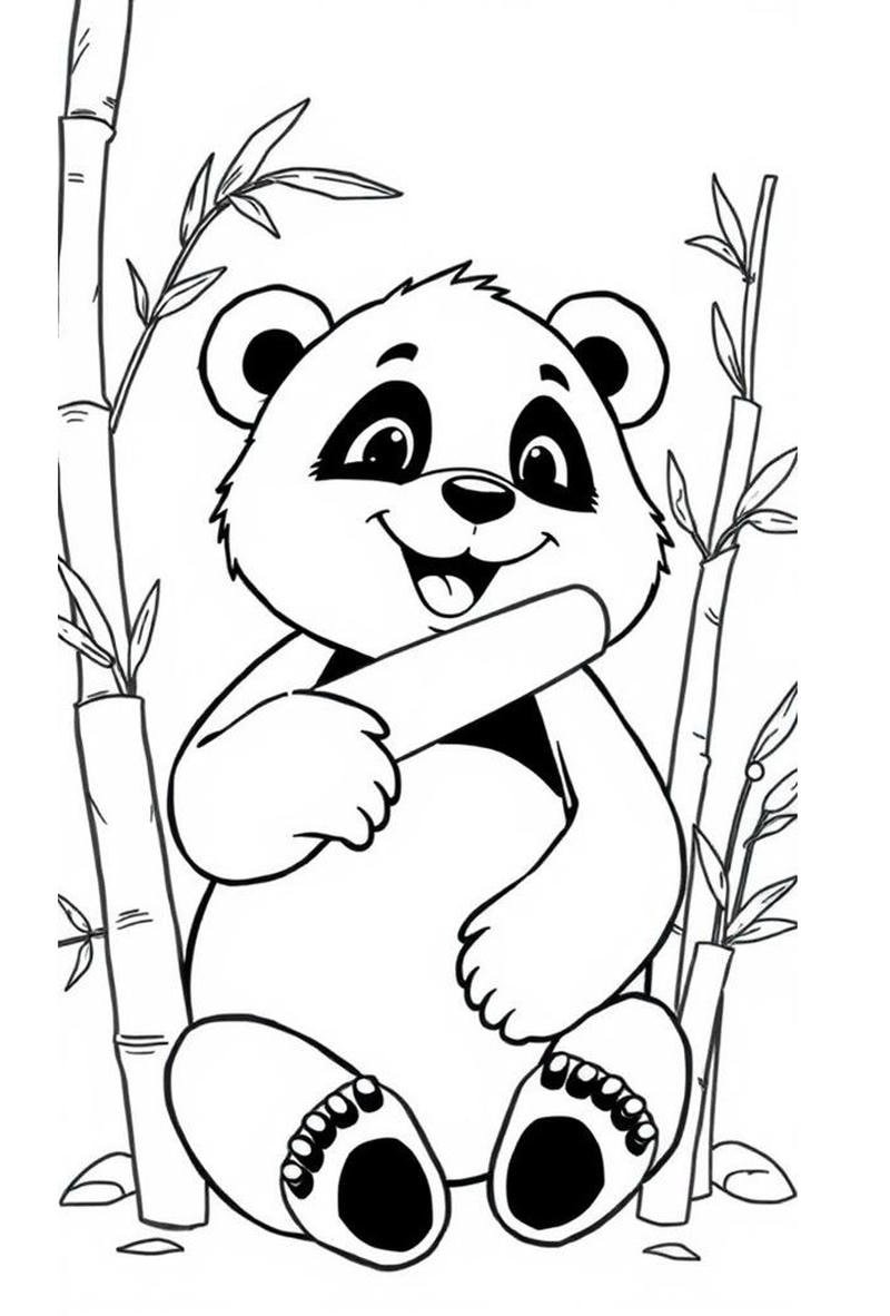 Gấu trúc nhỏ cute trong tranh tô màu cho trẻ