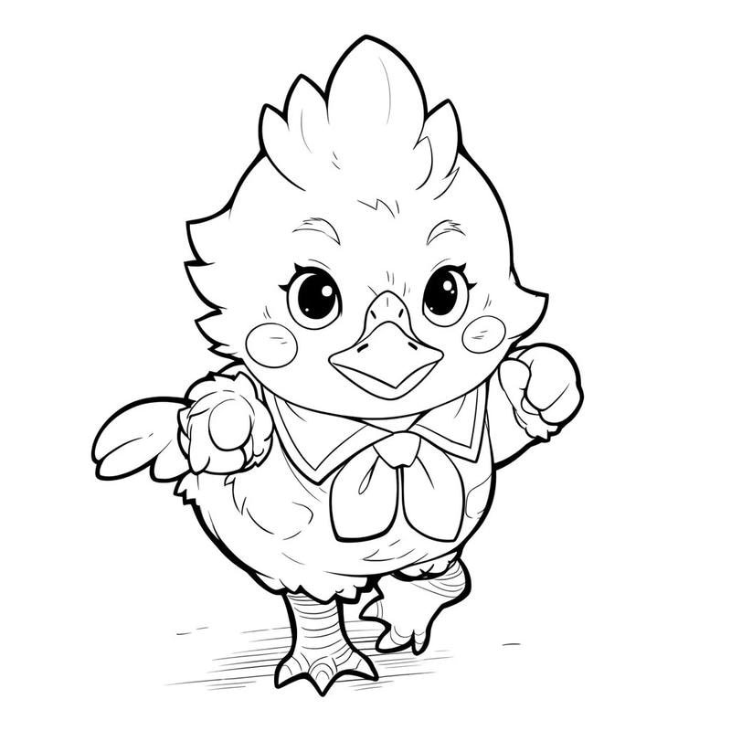Gợi ý hình tô màu gà con dễ thương cho trẻ