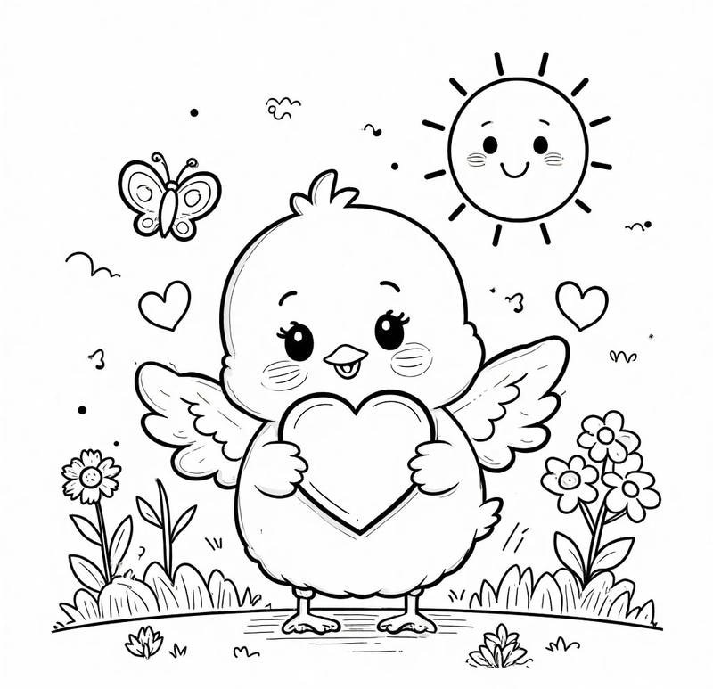 Hình ảnh gà con đáng yêu cho bé tập tô màu