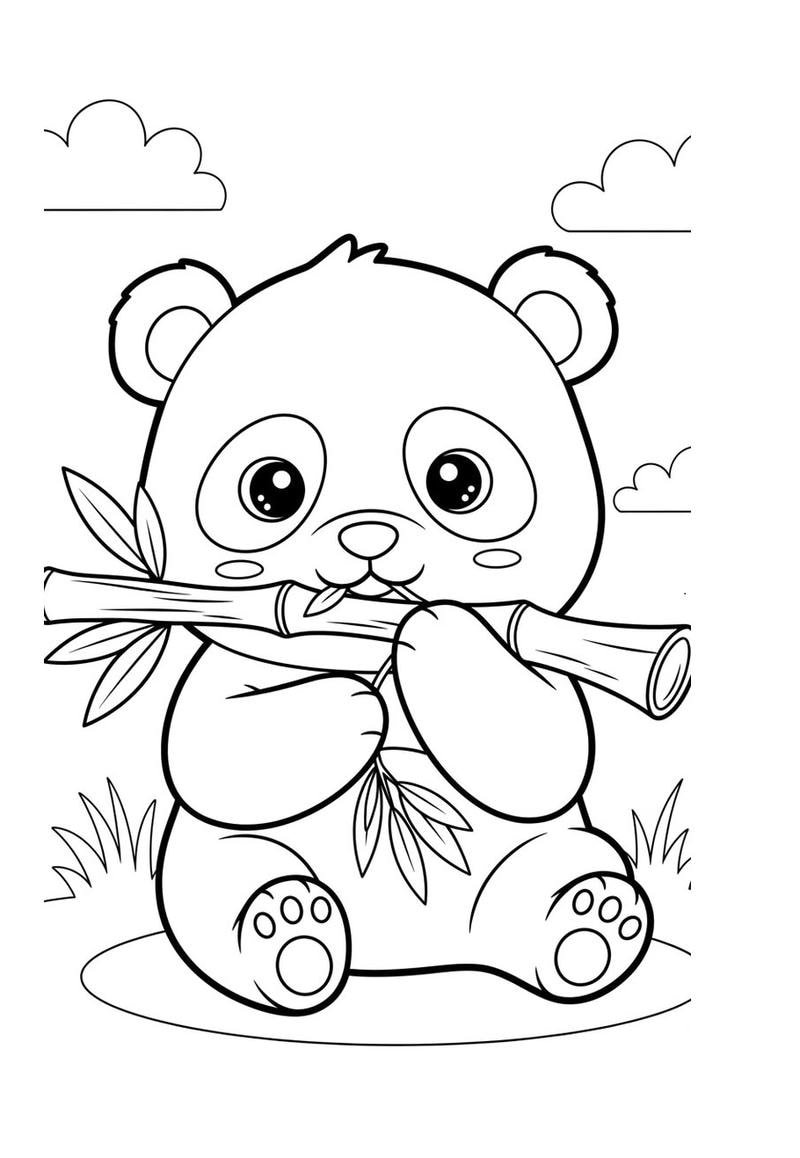 Hình ảnh gấu trúc con đáng yêu cho bé tập tô