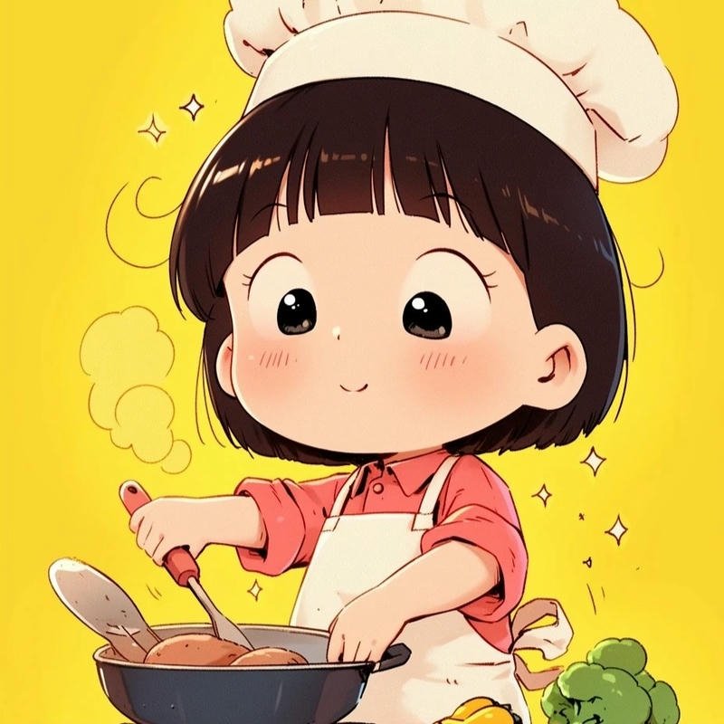 Hình ảnh nấu ăn thể hiện niềm vui trong quá trình chế biến