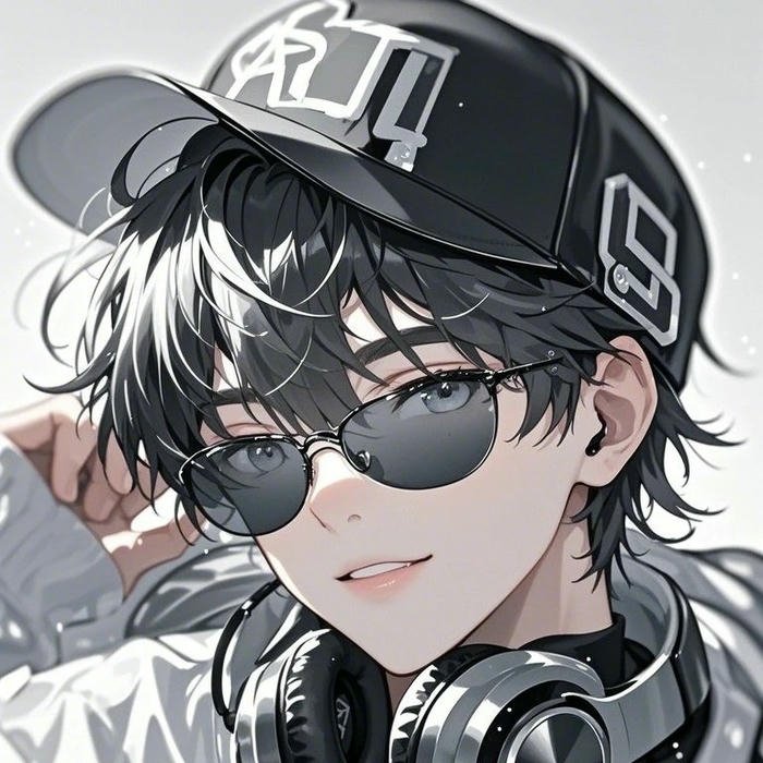 Hình avatar siêu ngầu anime nam đeo kính râm tai nghe
