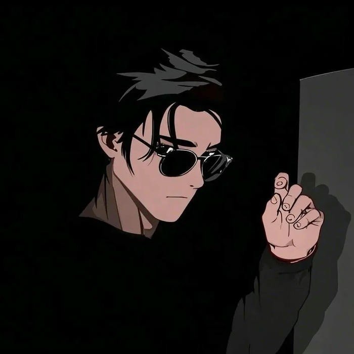 Hình avatar siêu ngầu nam anime đeo kính râm đen tối