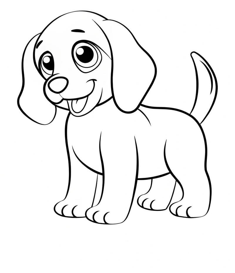 Hình chó con hoạt hình đơn giản cho bé tập vẽ