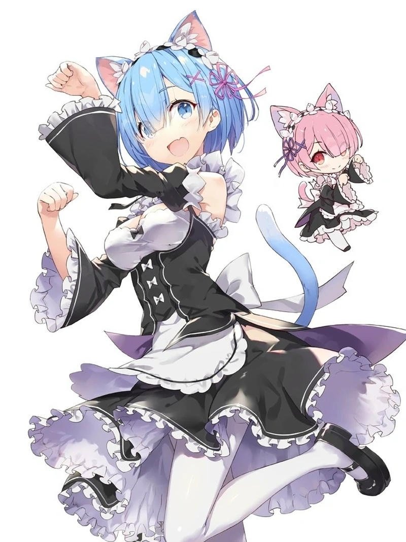 Hình nền Ram Rem với phong cách anime dễ thương