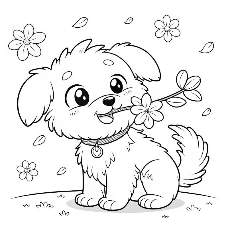Hình tô màu con chó cho trẻ phát triển tư duy