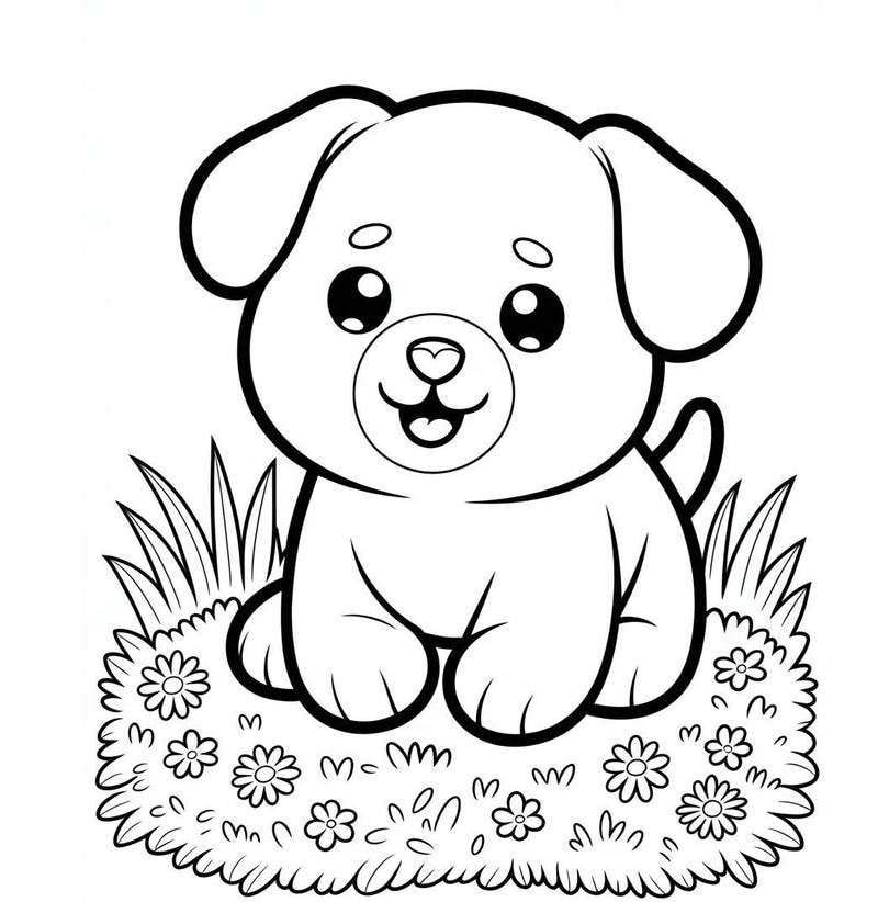 Hình tô màu con chó với nét vẽ rõ ràng dễ tô