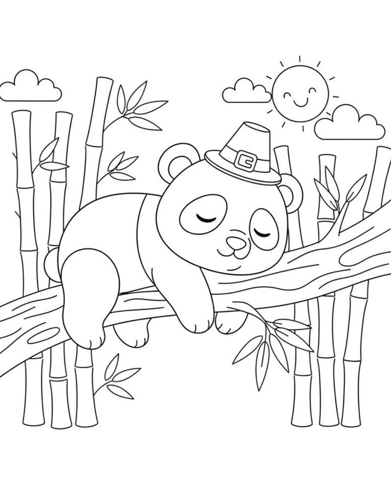 Hình tô màu con gấu trúc với nét vẽ đơn giản