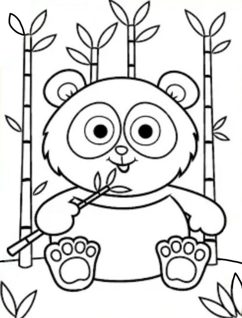 Hình tô màu gấu trúc dễ thương cho bé luyện tay