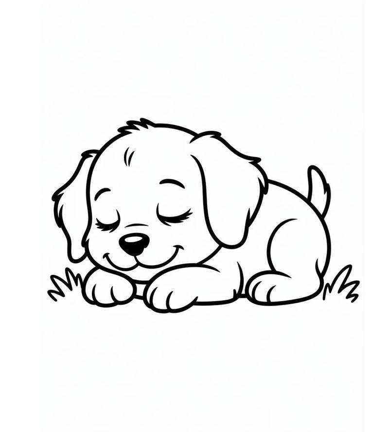 Hình vẽ chó con cute với đường nét rõ ràng