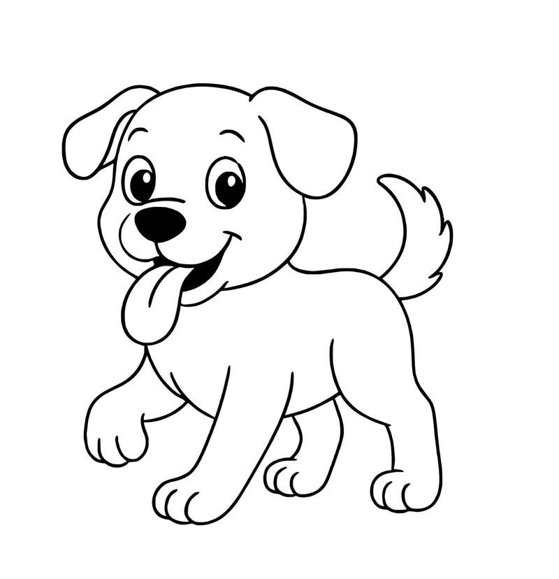 Hình vẽ chó con dễ thương cho bé luyện tô
