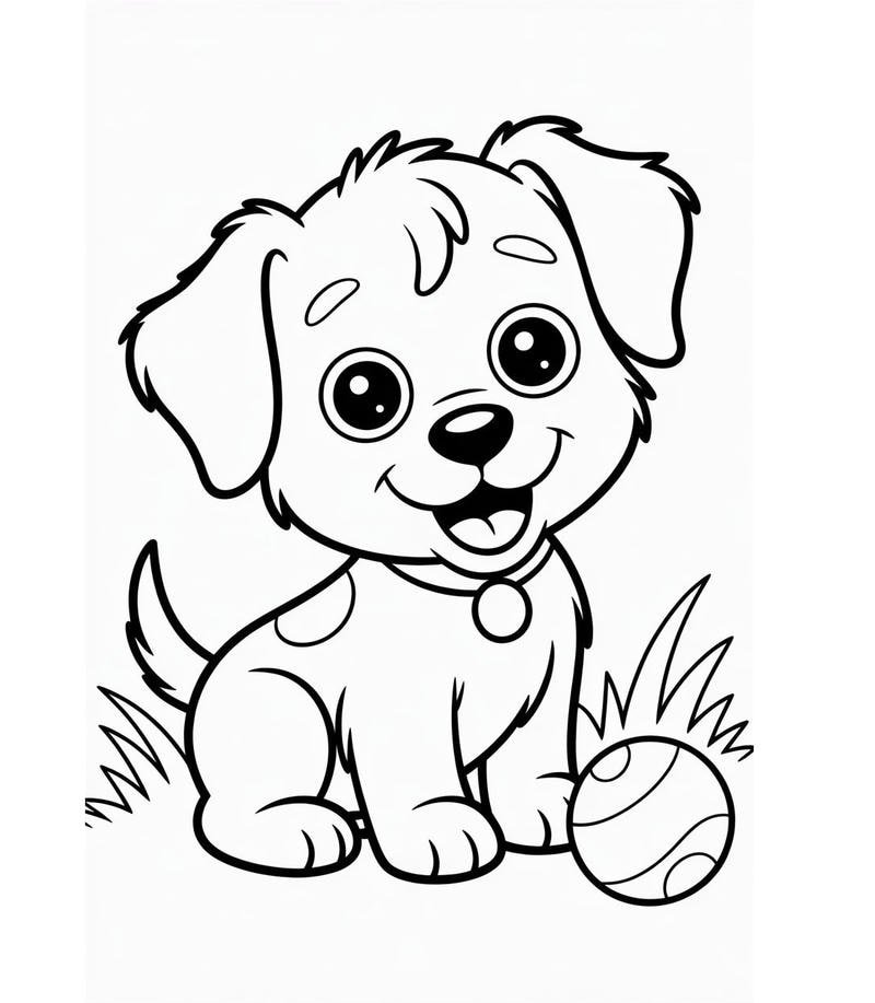 Mẫu hình vẽ chó con hoạt hình cho trẻ em học màu