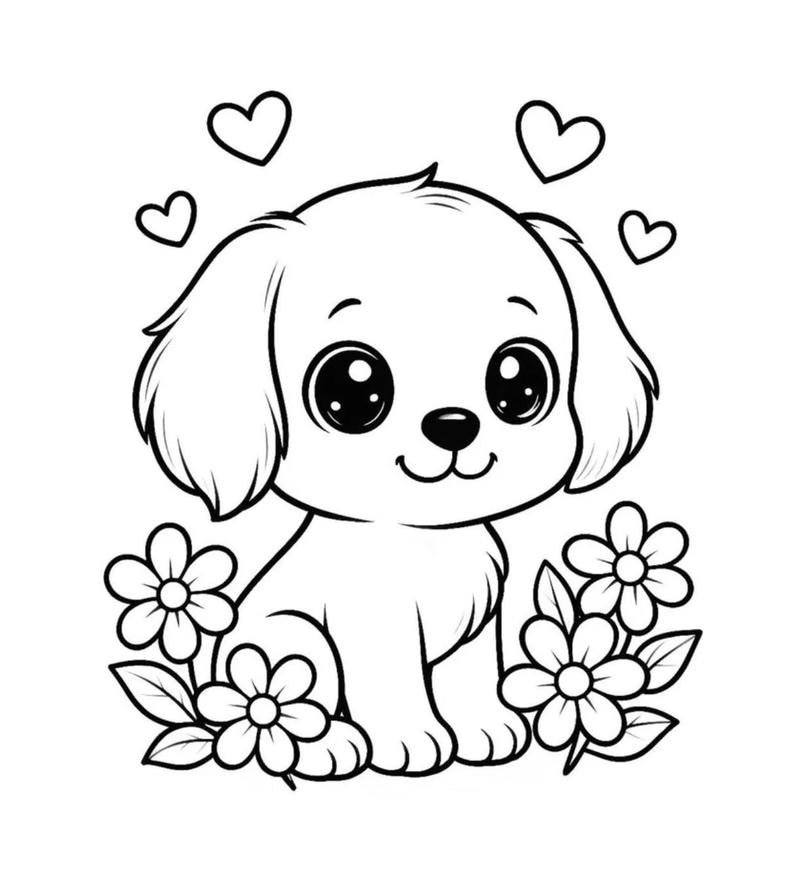 Mẫu tranh tô màu con chó dễ thương cho bé tập tô