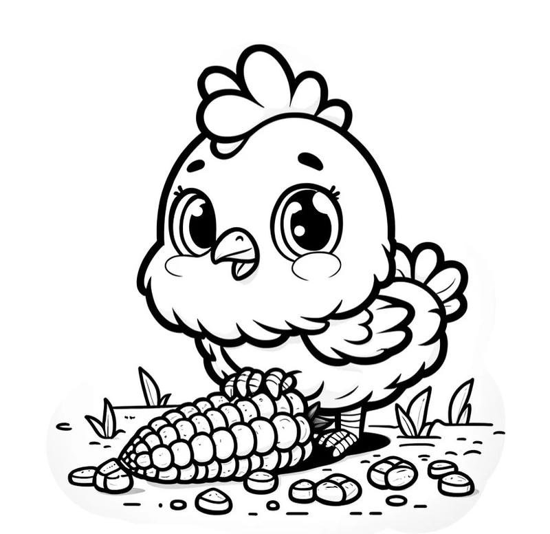 Nét vẽ gà con đơn giản giúp bé dễ tô