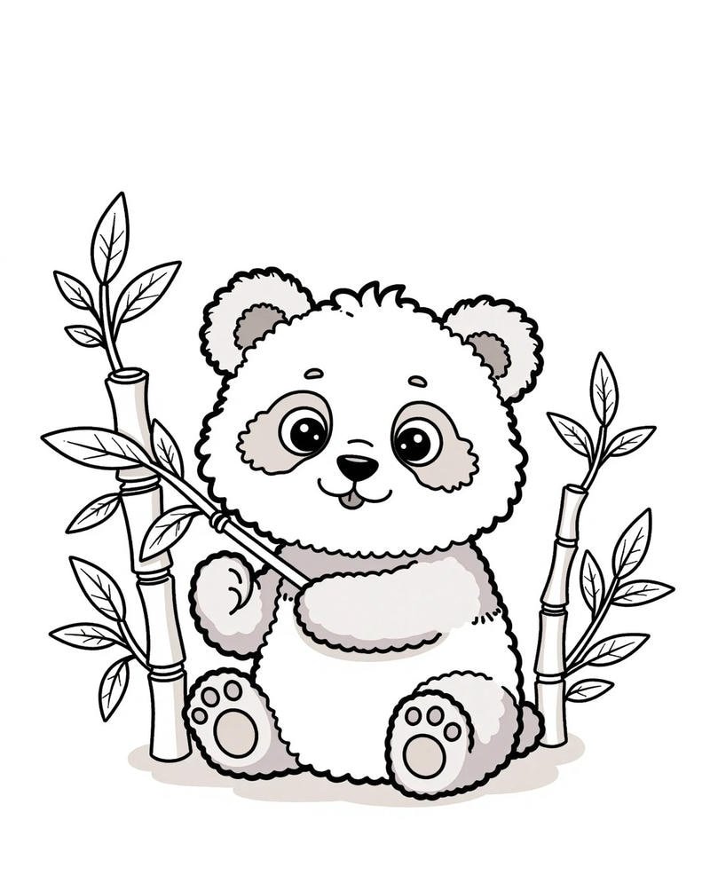 Nét vẽ gấu trúc đơn giản giúp bé dễ tô màu