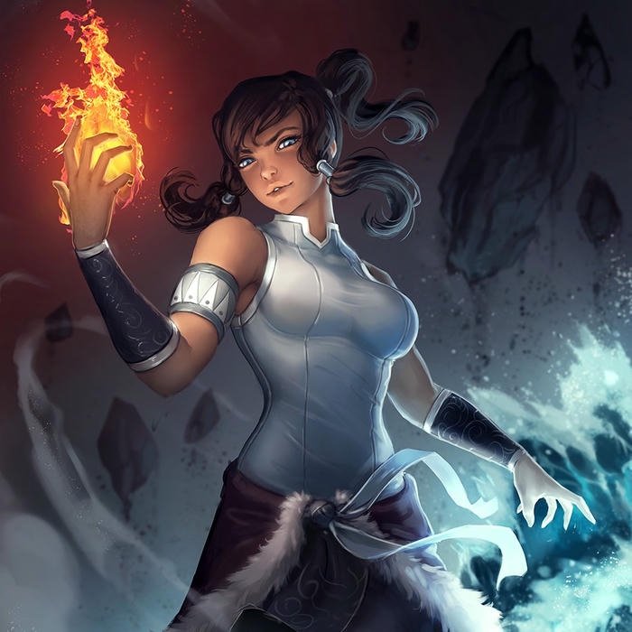 Ngọn lửa Korra bùng cháy mạnh mẽ trên bàn tay của cô