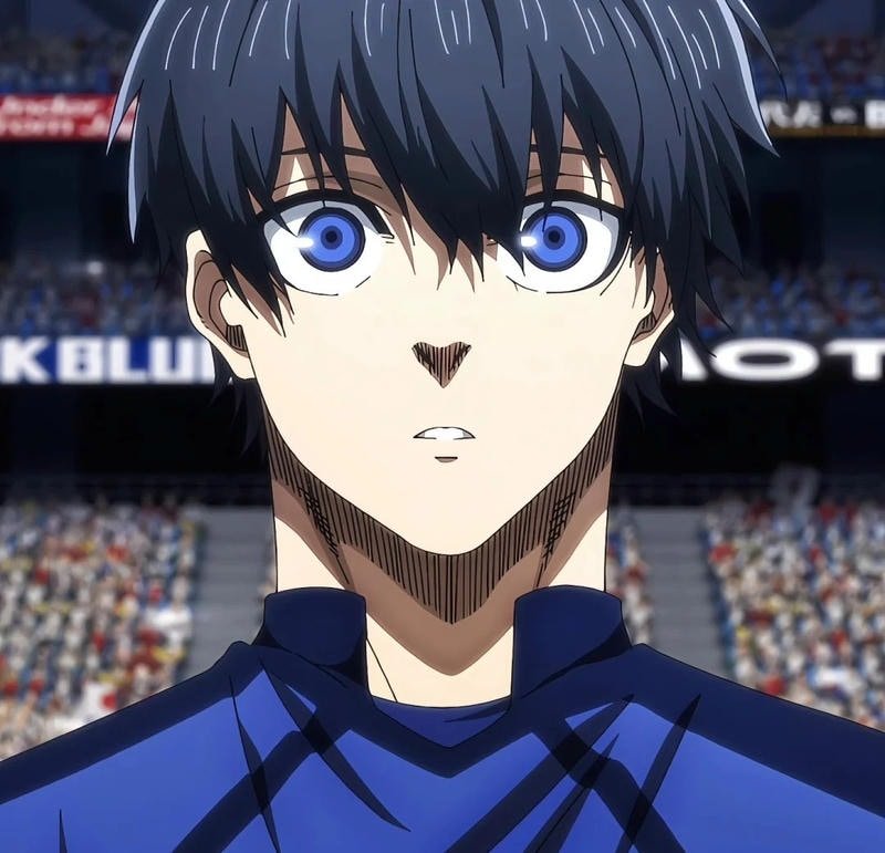 Nhân vật Blue Lock với ánh mắt tập trung cao độ