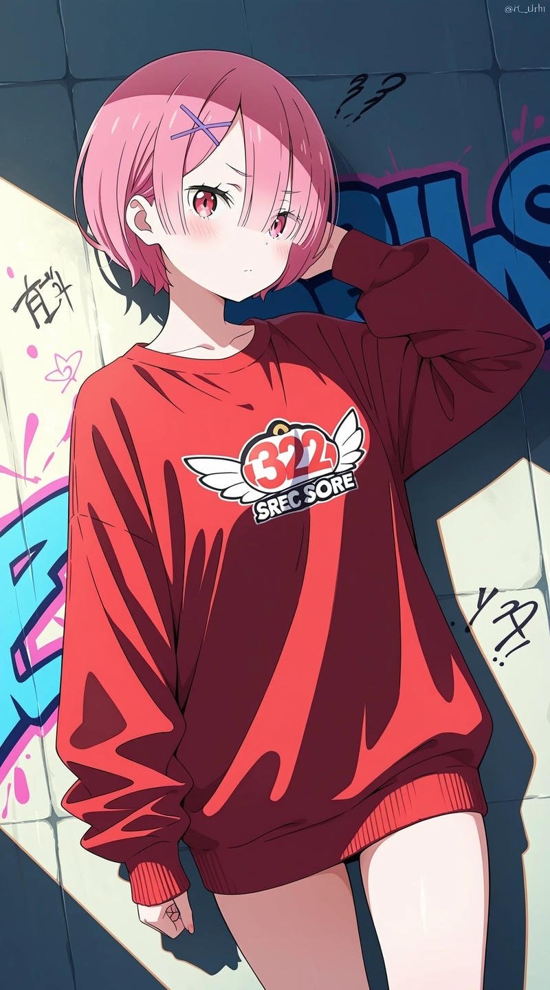 Nhân vật Ram Rem với nét vẽ anime sắc nét