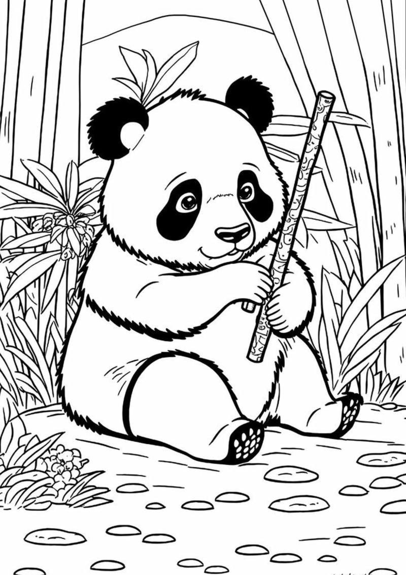 Nội dung tô màu gấu trúc con đáng yêu