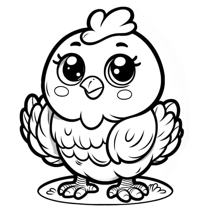 Phác họa gà con hoạt hình phù hợp bé mẫu giáo