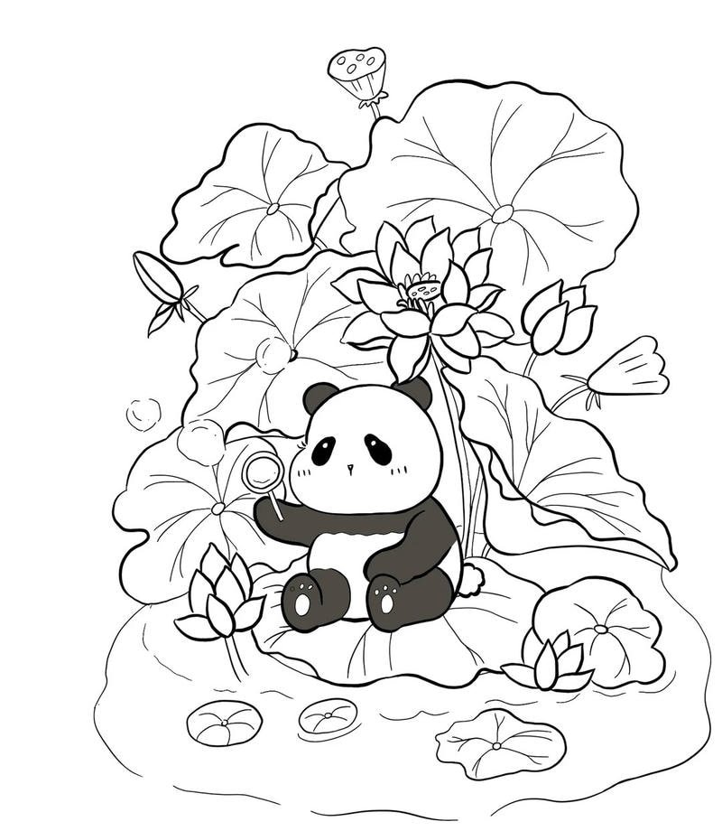 Phác họa gấu trúc hoạt hình phù hợp bé mẫu giáo