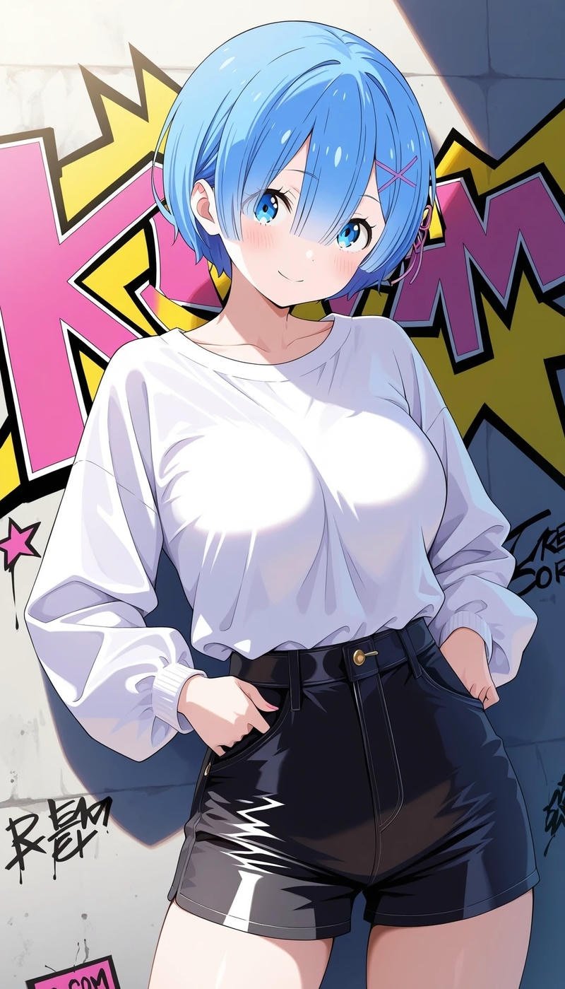 Ram Rem trong concept ảnh anime đầy màu sắc