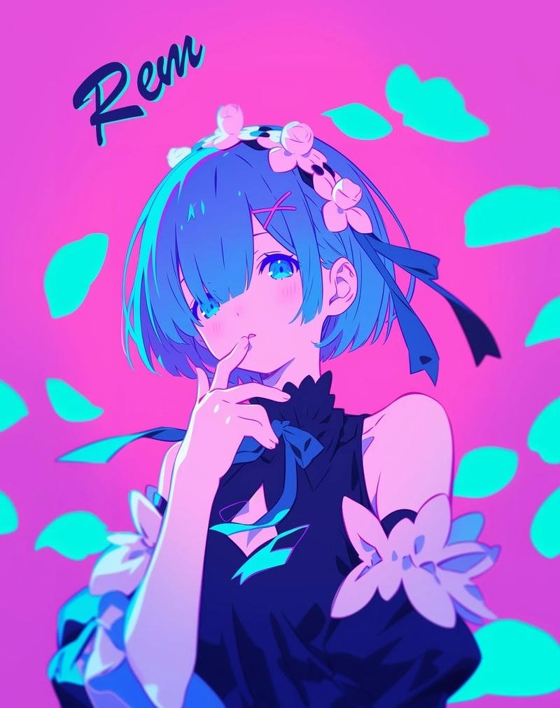 Ram Rem với mái tóc xanh hồng đặc trưng quyến rũ