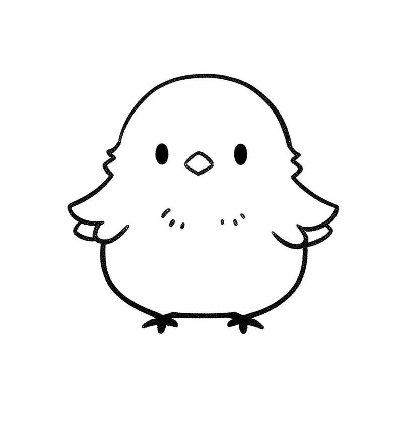 Tạo hình gà con cute với đường nét rõ ràng