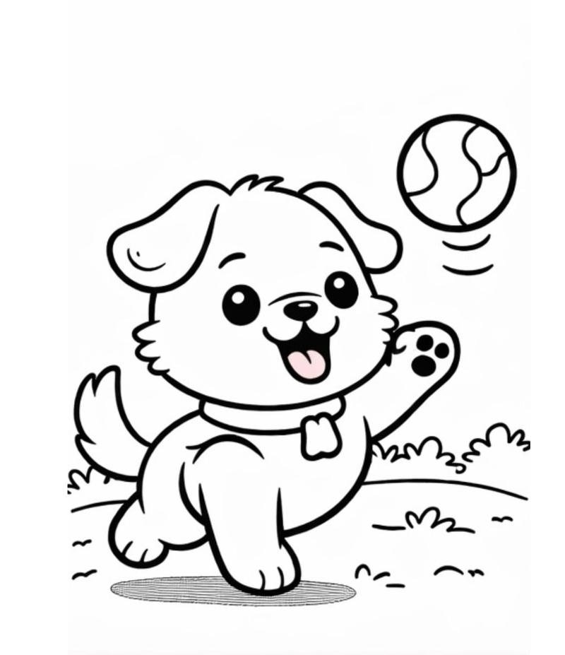 Tô màu con chó đơn giản cho bé luyện tay mỗi ngày
