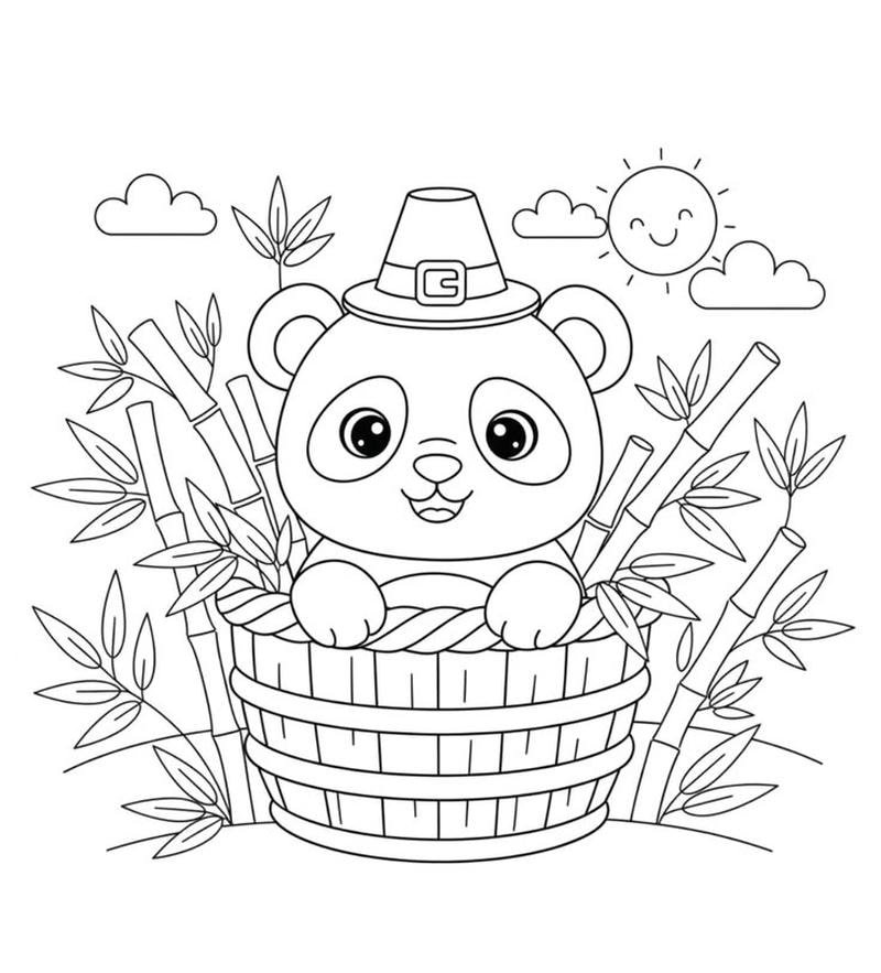 Tô màu gấu trúc với đường nét rõ ràng dễ tô