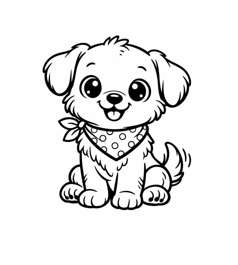 Tranh tô màu con chó cho trẻ với tạo hình đáng yêu