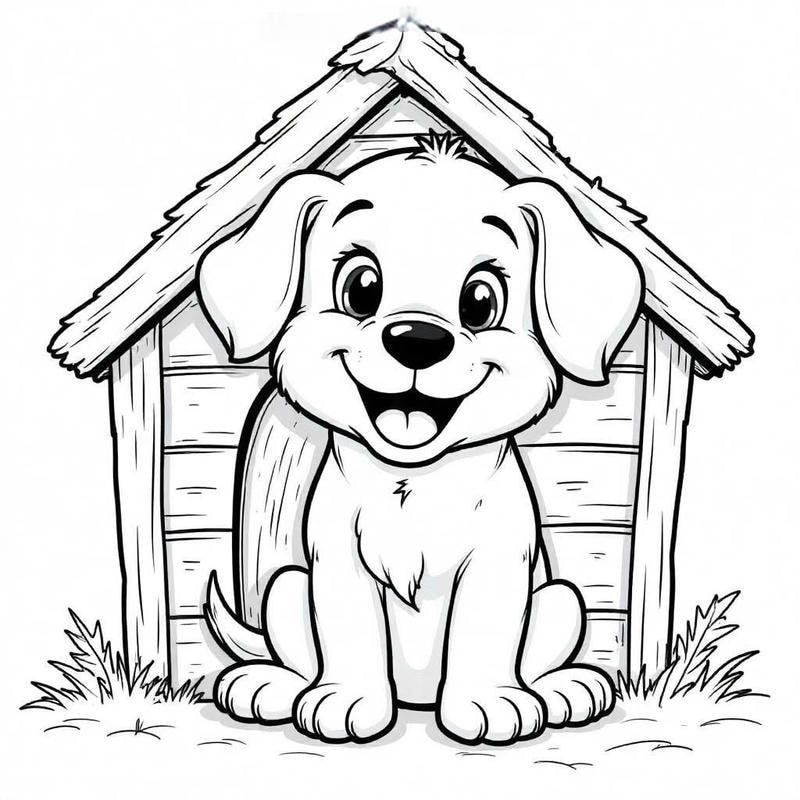 Tranh tô màu con chó cute với biểu cảm vui nhộn