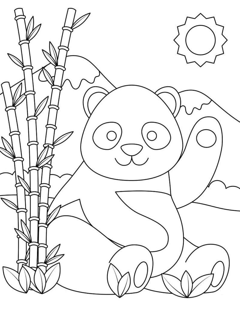 Tranh tô màu gấu trúc dễ thương cho bé tập tô