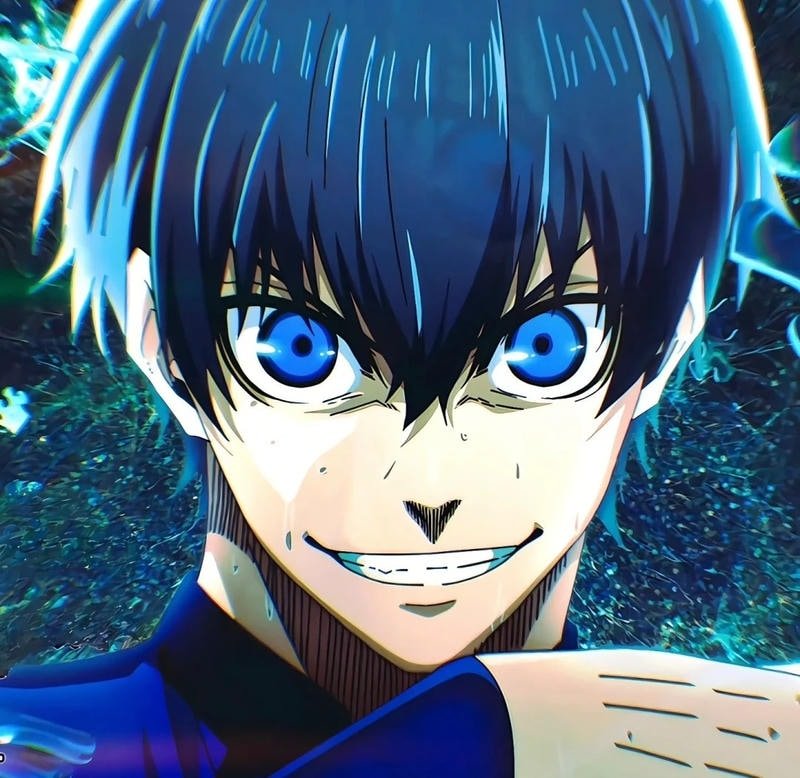 Tư thế chuẩn bị sút bóng của Isagi trong trận đấu