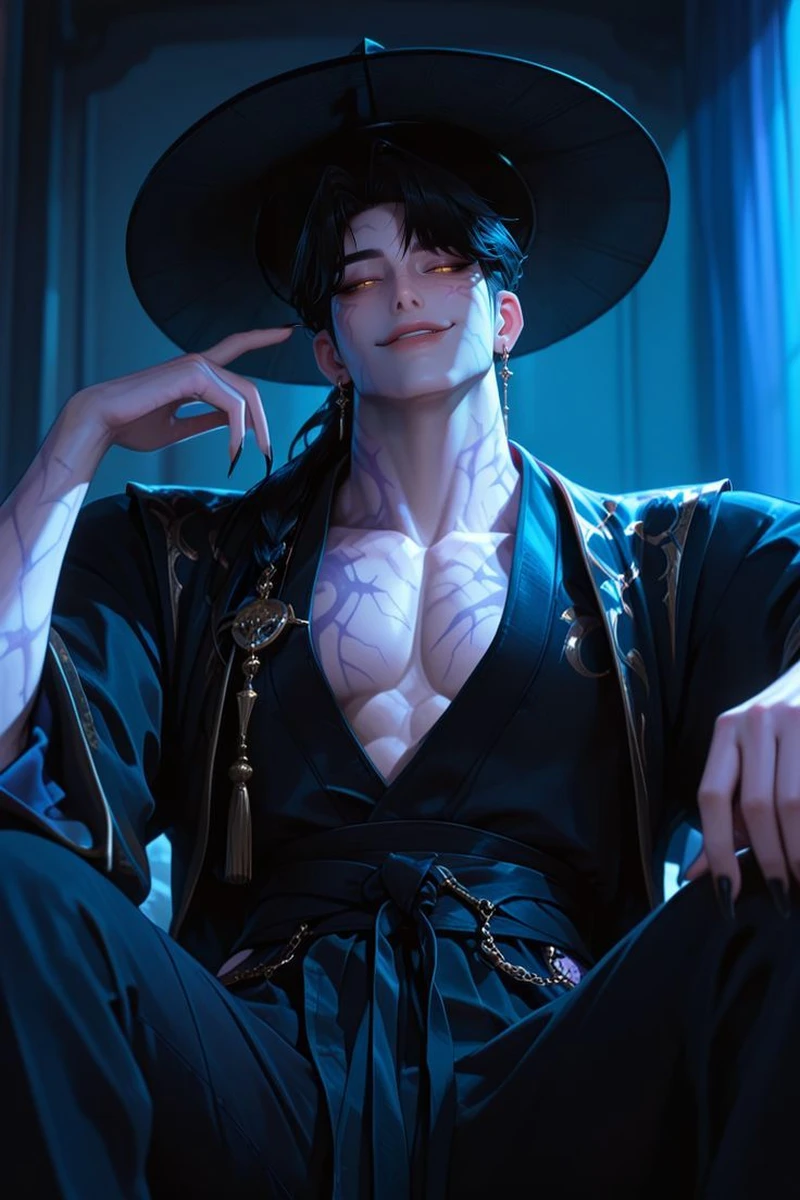 Ảnh Nhân vật anime nam 6 múi giữa cảnh thành phố đêm