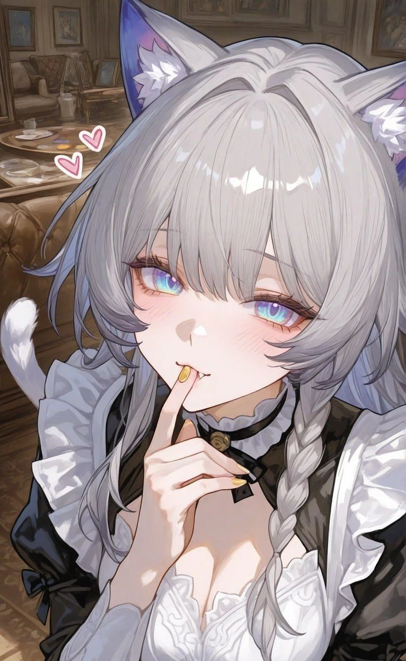 Ảnh anime hầu gái với váy ren cổ điển đầy cuốn hút