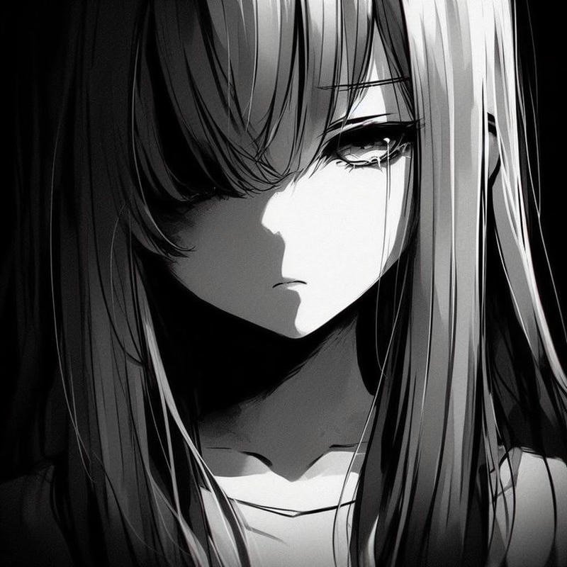 Ảnh anime nữ buồn đen trắng mang cảm giác lạnh lẽo