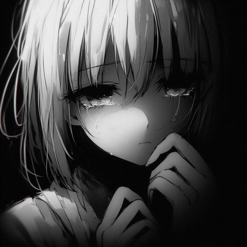 Ảnh anime nữ buồn trong khung cảnh u ám tĩnh lặng