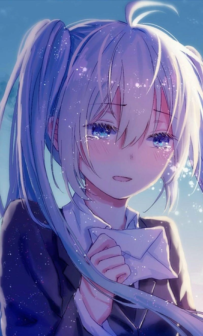 Ảnh anime nữ buồn với khuôn mặt đầy cảm xúc