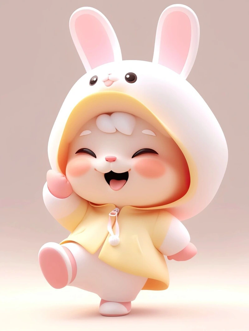Ảnh thỏ anime chibi với biểu cảm đáng yêu cực kỳ nổi bật