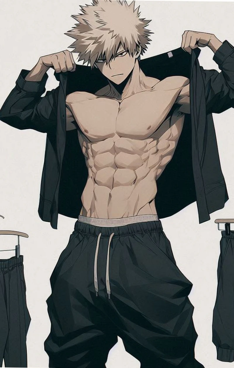 Anime boy cơ bắp nổi bật trong khung cảnh thành phố hiện đại