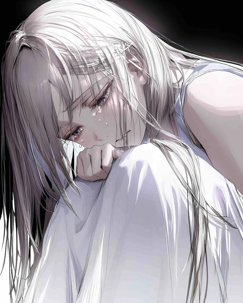 Anime nữ khóc trong khoảnh khắc xúc động mạnh