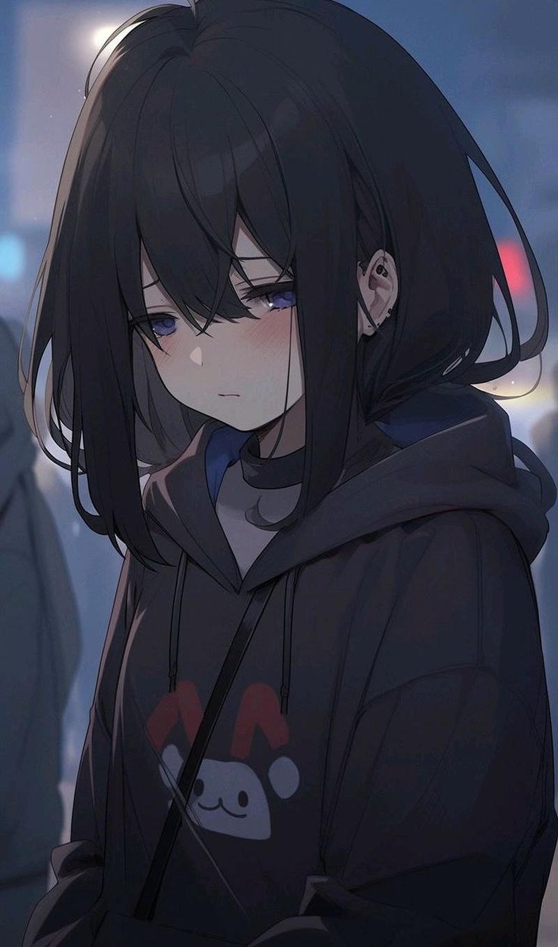 Anime nữ khóc với gương mặt buồn bã