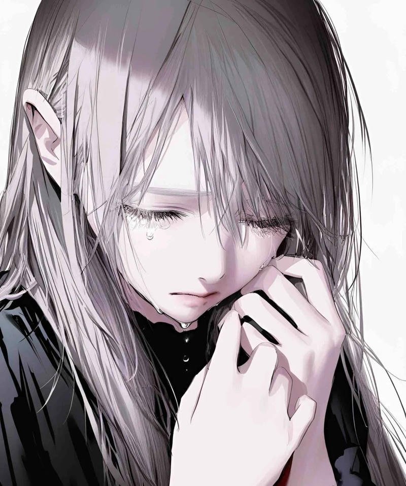 Anime nữ tâm trạng với ánh nhìn sâu lắng