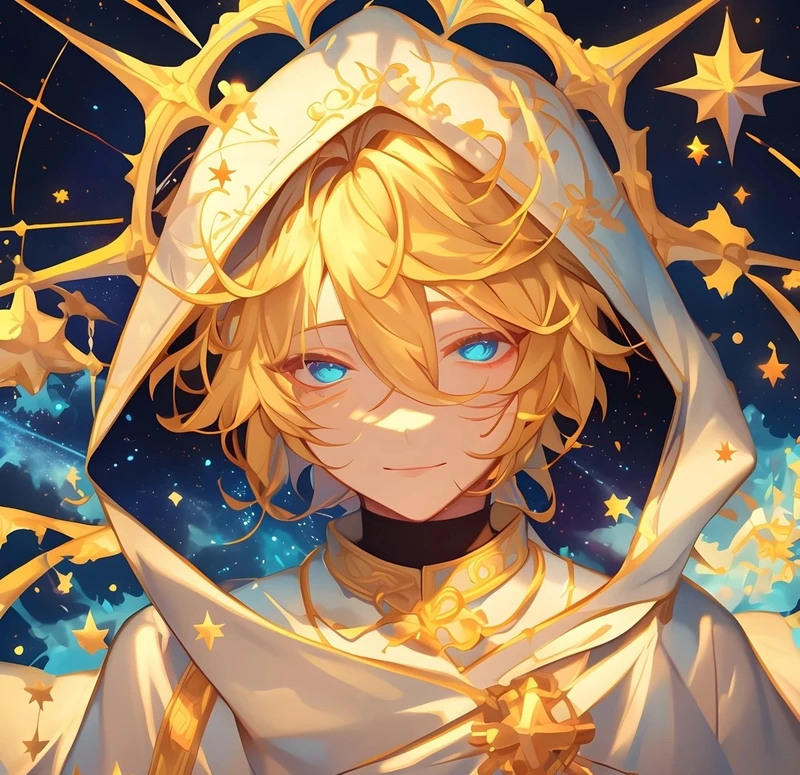Anime tóc vàng dịu dàng giữa vườn hoa rực rỡ