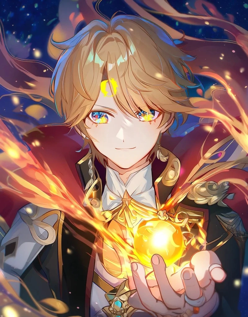 Anime tóc vàng tạo dáng tự tin và quyến rũ