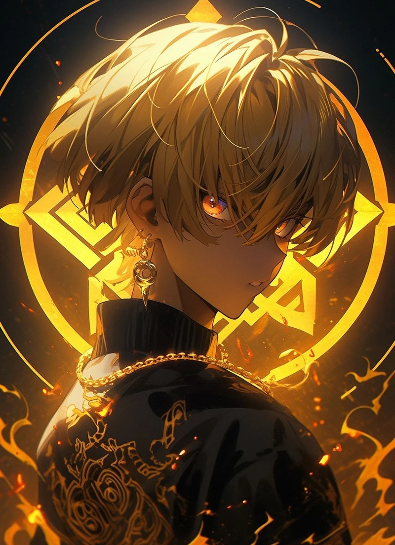 Anime tóc vàng với mái tóc vàng mang khí chất cao ngạo