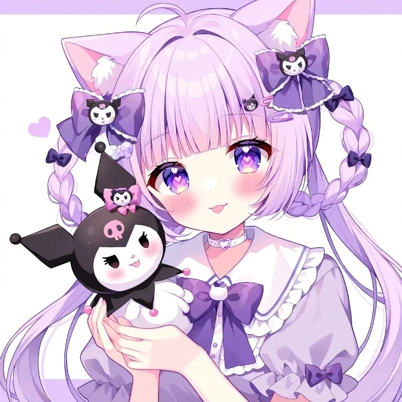 Bên hoa hồng đen có Kuromi kawaii xinh xắn